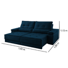 Sofá Retrátil Reclinável 2 Lugares Veludo Azul 1,60 Neo