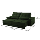 Sofá Retrátil Reclinável 2 Lugares Veludo Verde 1,60 Neo