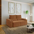 Sofá Retrátil Reclinável 3 Lugares 190cm Porta Copos E Usb Em