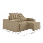 Sofá Retrátil Reclinável 3 Lugares 190cm Porta Copos E Usb Em