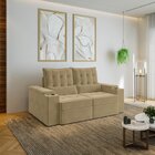 Sofá Retrátil Reclinável 3 Lugares 190cm Porta Copos E Usb Em