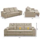 Sofá Retrátil Reclinável 3 Lugares 2,30m Com Porta Copos E Us