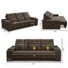 Sofá Retrátil Reclinável 3 Lugares 2,30m Com Porta Copos E Us