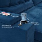 Sofá Retrátil Reclinável 3 Lugares 200cm Porta Copos E Usb Em