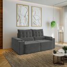 Sofá Retrátil Reclinável 3 Lugares 200cm Porta Copos E Usb Em