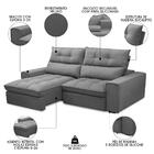 Sofá Retrátil Reclinável 3 Lugares 210cm Damy F05 Veludo Cinz