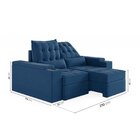 Sofá Retrátil Reclinável 3 Lugares 210cm Porta Copos E Usb Em