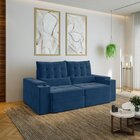 Sofá Retrátil Reclinável 3 Lugares 210cm Porta Copos E Usb Em