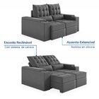Sofá Retrátil Reclinável 3 Lugares 210cm Porta Copos E Usb Em
