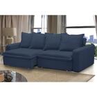 Sofá Retrátil Reclinável 3 Lugares 215cm Roma F05 Veludo Azul