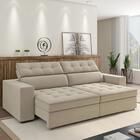Sofá Retrátil Reclinável 3 Lugares 218cm Vick Z32 Suede Bege