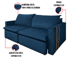 Sofá Retrátil Reclinável 3 Lugares 230 Cm México Veludo Azul