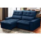 Sofá Retrátil Reclinável 3 Lugares 230cm Damy F05 Veludo Azul