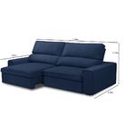 Sofá Retrátil Reclinável 3 Lugares 230cm Macau F05 Veludo Azu