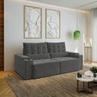 Sofá Retrátil Reclinável 3 Lugares 230cm Porta Copos E Usb Em