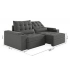 Sofá Retrátil Reclinável 3 Lugares 230cm Porta Copos E Usb Em