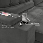 Sofá Retrátil Reclinável 3 Lugares 230cm Porta Copos E Usb Em