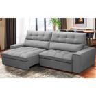 Sofá Retrátil Reclinável 3 Lugares 250cm Damy F05 Veludo Cinz