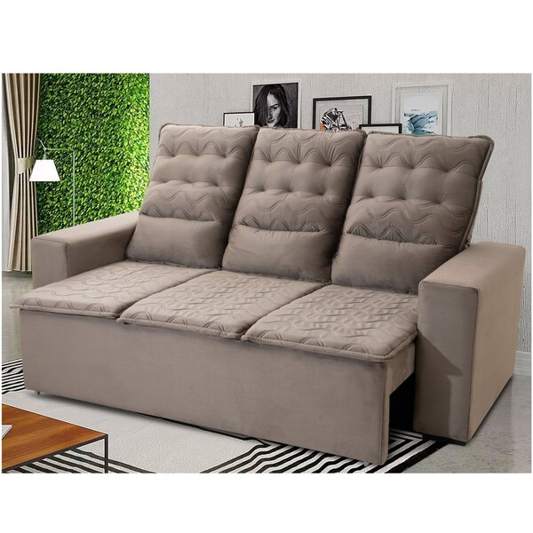 Sofá Retrátil Reclinável 3 Lugares Berlim  Bege