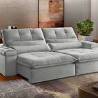 Sofá Retrátil Reclinável 3 Lugares Linho Cinza 2m Eva