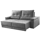 Sofá Retrátil Reclinável 3 Lugares Linho Cinza 2m Vox