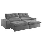 Sofá Retrátil Reclinável 3 Lugares Linho Cinza Claro 2m Koz