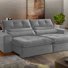 Sofá Retrátil Reclinável 3 Lugares Linho Cinza Claro 2m Koz