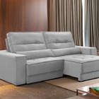 Sofá Retrátil Reclinável 3 Lugares Linho Cinza Claro 2m Lyn