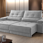 Sofá Retrátil Reclinável 3 Lugares Linho Cinza Claro 2m Neo