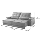 Sofá Retrátil Reclinável 3 Lugares Linho Cinza Claro 2m Neo