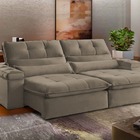 Sofá Retrátil Reclinável 3 Lugares Linho Marrom 2m Eva