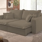 Sofá Retrátil Reclinável 3 Lugares Linho Marrom Usb 2m Roy