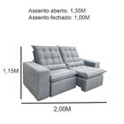 Sofá Retrátil Reclinável 3 Lugares Small Veludo Prata 2m