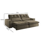 Sofá Retrátil Reclinável 3 Lugares Veludo Bege 2m Koz