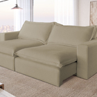 Sofá Retrátil Reclinável 3 Lugares Veludo Bege 2m Vox