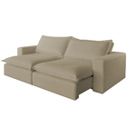 Sofá Retrátil Reclinável 3 Lugares Veludo Bege 2m Vox