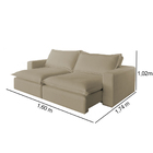 Sofá Retrátil Reclinável 3 Lugares Veludo Bege 2m Vox