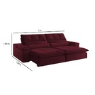 Sofá Retrátil Reclinável 3 Lugares Veludo Bordô 2m Eva