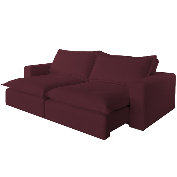 Sofá Retrátil Reclinável 3 Lugares Veludo Bordô 2m Vox