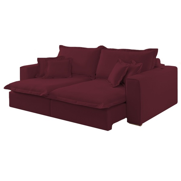 Sofá Retrátil Reclinável 3 Lugares Veludo Bordô Usb 2m Roy