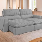 Sofá Retrátil Reclinável 3 Lugares Veludo Cinza 2m Zoe