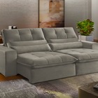 Sofá Retrátil Reclinável 3 Lugares Veludo Cru 2m Koz