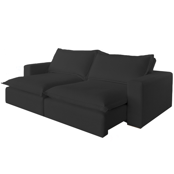 Sofá Retrátil Reclinável 3 Lugares Veludo Preto 2m Vox