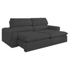 Sofá Retrátil Reclinável 3 Lugares Veludo Preto 2m Zoe