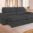 Sofá Retrátil Reclinável 3 Lugares Veludo Preto 2m Zoe