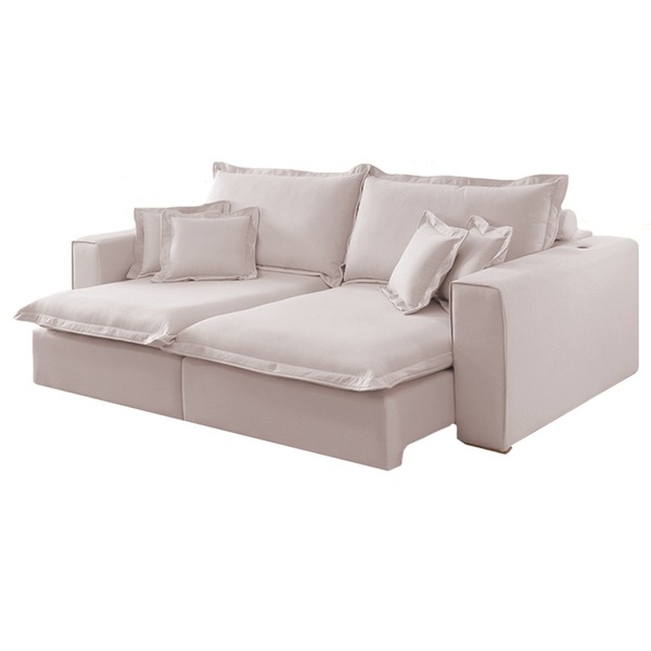 Sofá Retrátil Reclinável 3 Lugares Veludo Rosé Usb 2m Roy