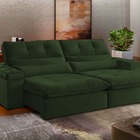 Sofá Retrátil Reclinável 3 Lugares Veludo Verde 2m Eva