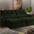 Sofá Retrátil Reclinável 3 Lugares Veludo Verde 2m Koz