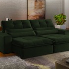 Sofá Retrátil Reclinável 3 Lugares Veludo Verde 2m Koz