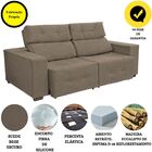 Sofá Retrátil Reclinável 3 Lugares Verona 210 Cm Suede Bege E
